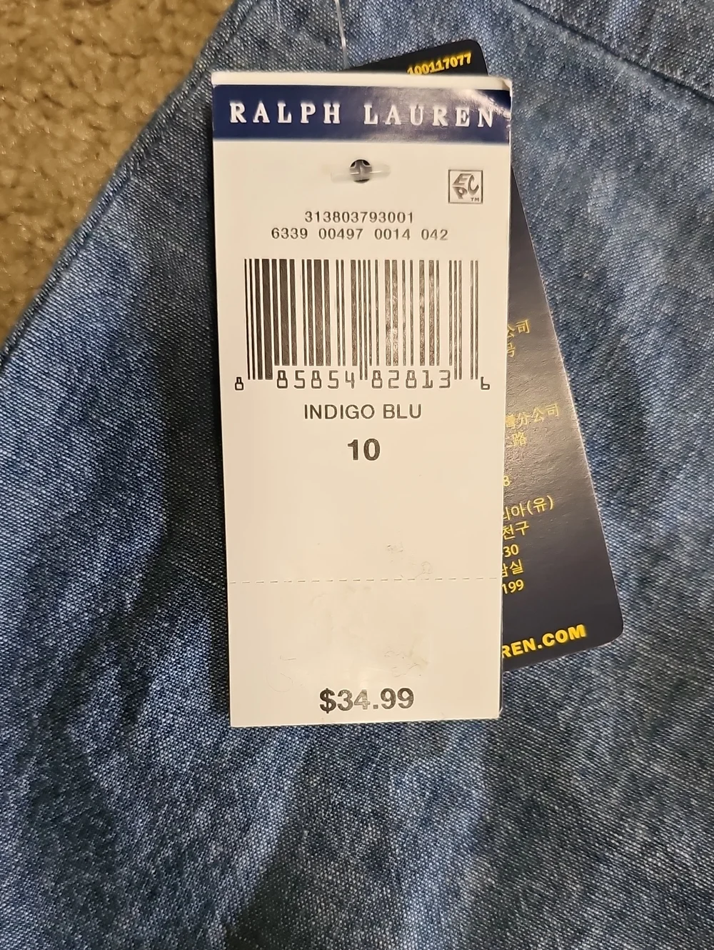 Ralph Lauren Girls' Light Blue Chambray Button-Front Tank Top